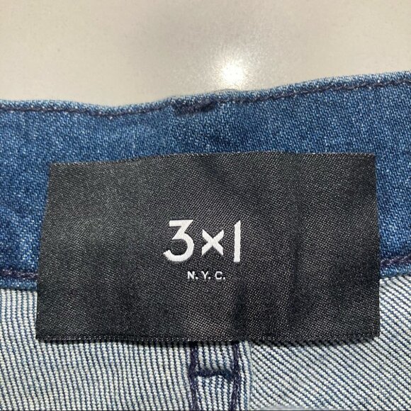 3x1 NYC Sz 25 High  Rise Buttonfly Raw Hem Distressed Jean Shorts - Picture 7 of 11
